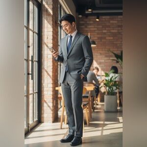 Classic Gray Pinstripe Men's Suit 32x32